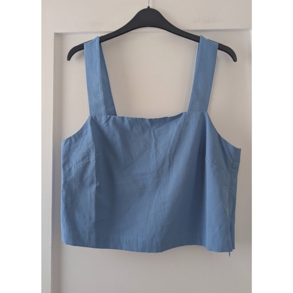 Frank & Oak Tops - Frank & Oak Powder Blue Square Neck Cotton Tank